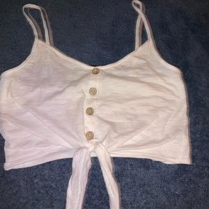 Button & Tied White Crop Top